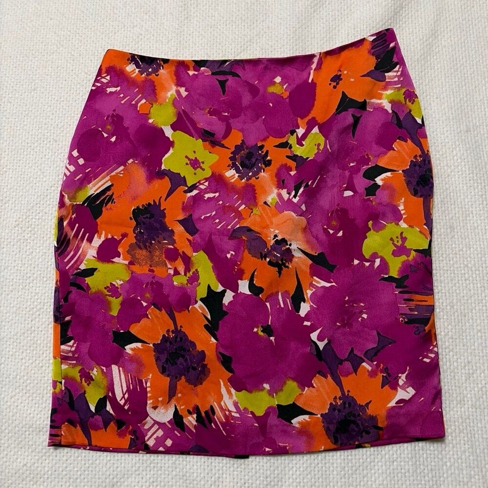 Josephine Studio Floral Pencil Skirt Pink Orange Petite 10P